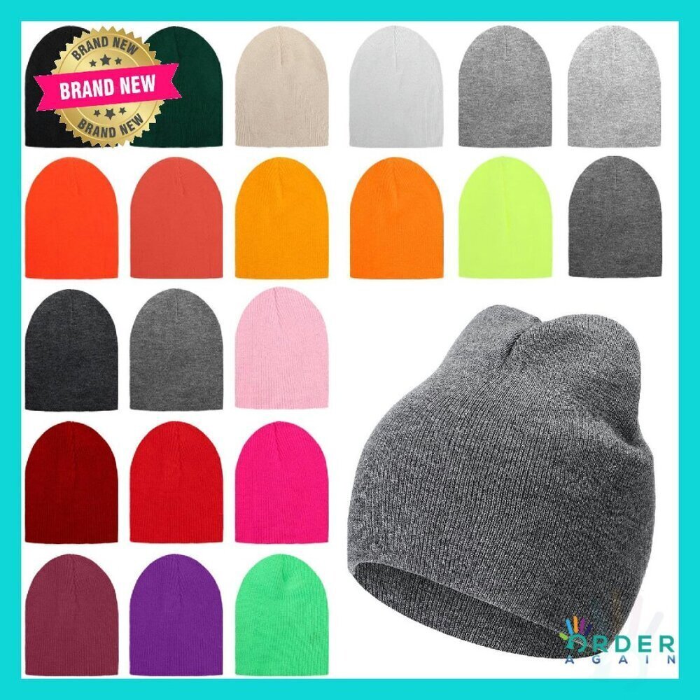 Unisex Soft Knit Beanie Set Classic Minimal Winter Warmth Elastic Fit